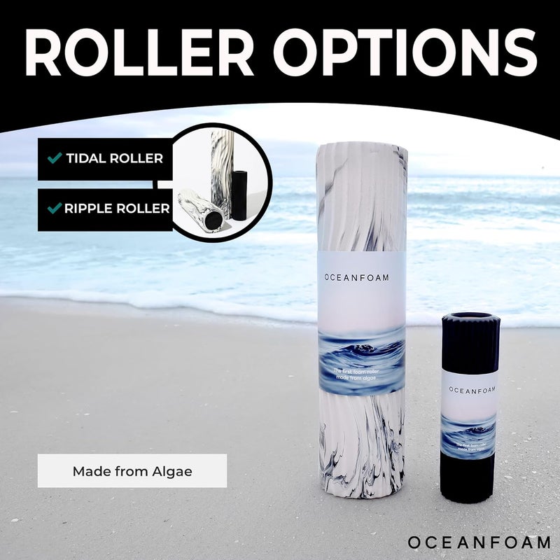 Oceanfoam Tidal Roller - Miami Blue - Muscle Massage Foam Roller for Back Pain & Stretching - Firm and Ergonomic Wide Wave Textured - Yoga, Athletics, & Wellness - Full Size, 20" x 5" - Image 5
